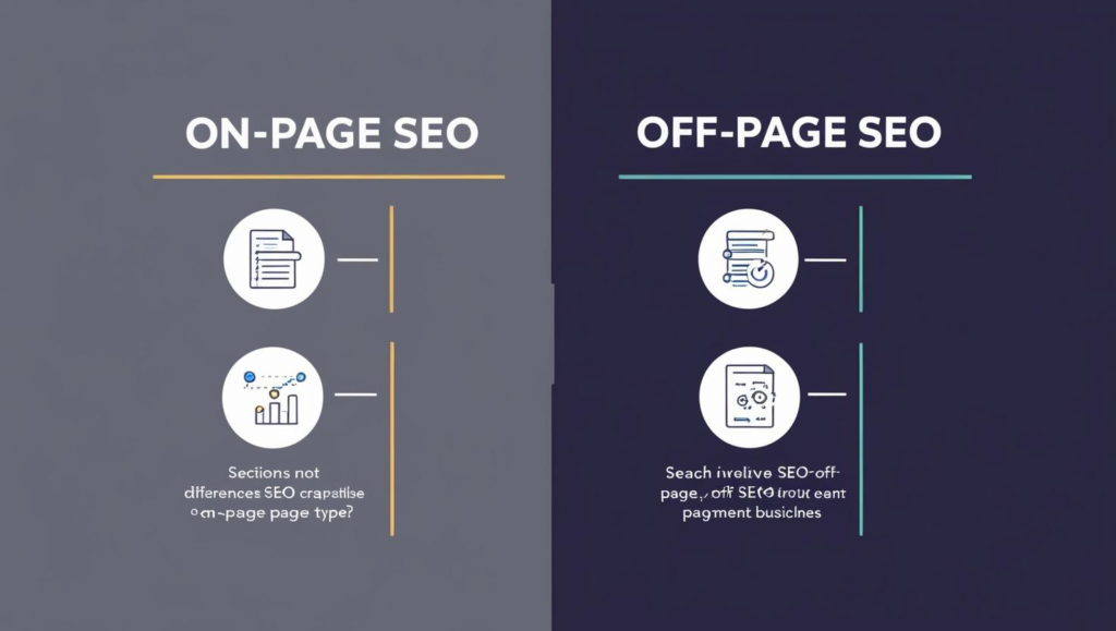"On-Page SEO vs Off-Page SEO infographic showing key differences"